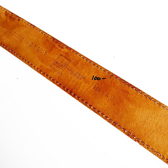 Moschino Belt by Redwall Vanilla Leather Gold Metal Logo Lettering Vintage Sz 40